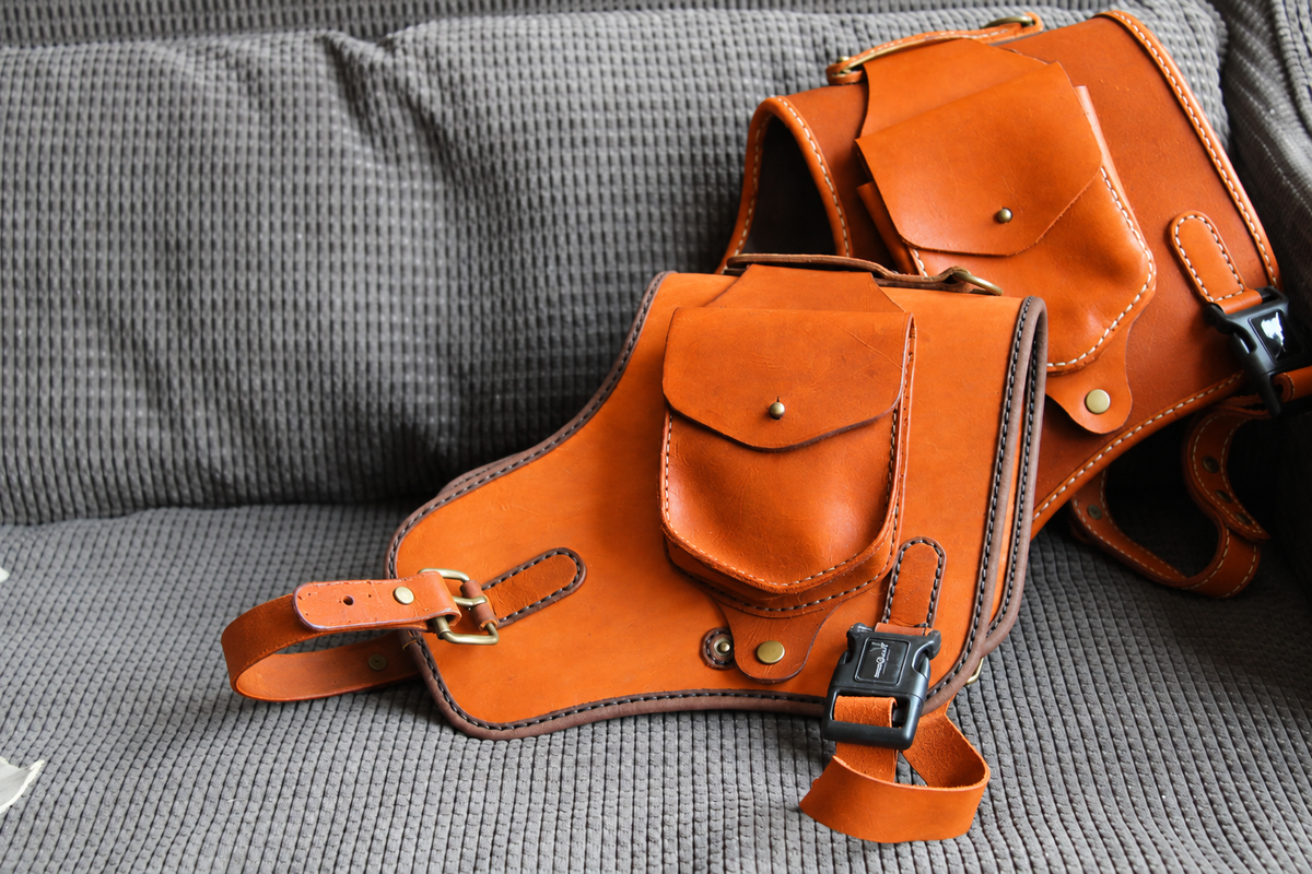 Premium Leather Dog Harness in Orange