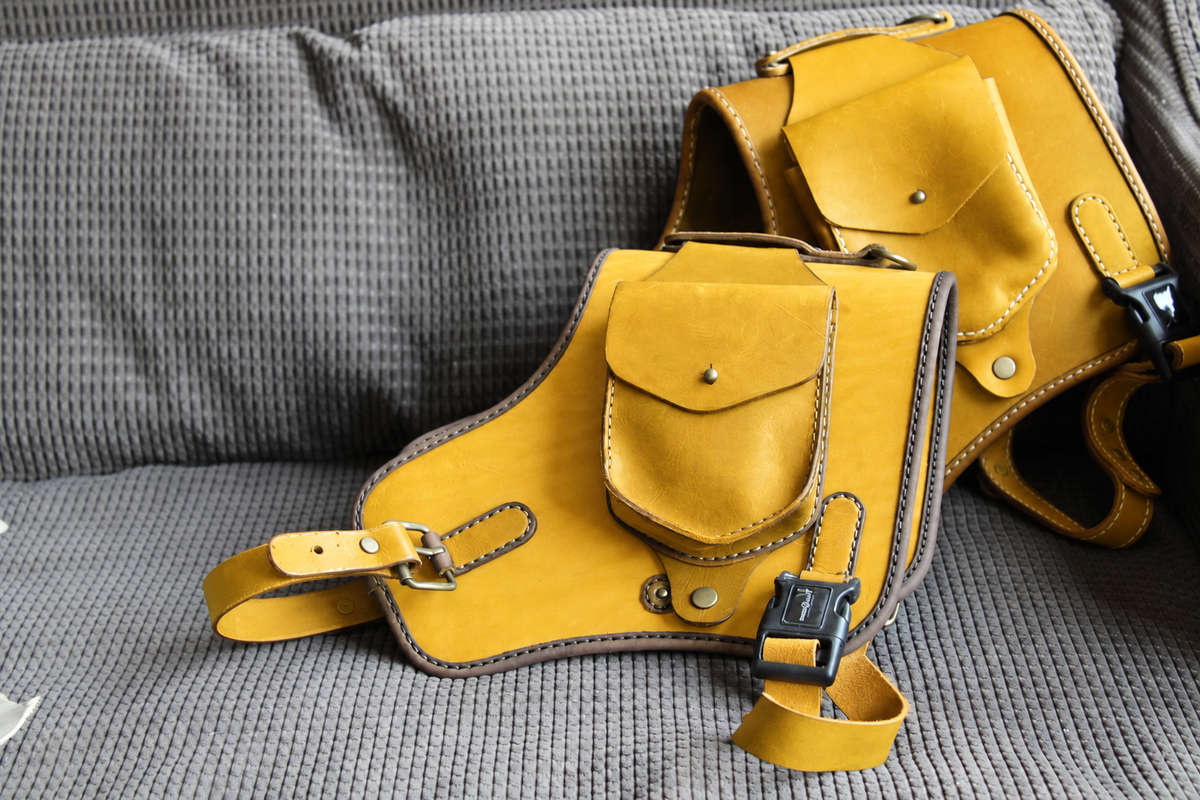 Premium Leather Dog Harness in Yellow